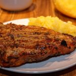 t-bone, steak, flesh, grill, t-bone steak, potato salad, plate, cutlery, meal, food, beef, t-bone, t-bone, steak, steak, steak, steak, steak, t-bone steak, t-bone steak
