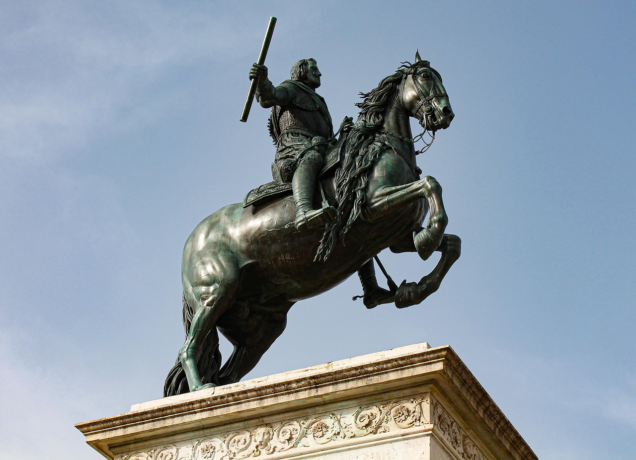 statue, horse, madrid, spain, monument, nature, art, external, bronze, history, historical, historical monument