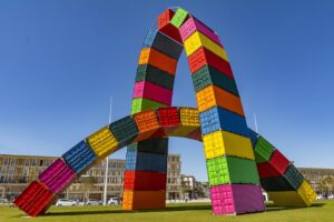iso, container, sculpture, art, colors, haulage, france, nature, figures, sky, garish, summer, le havre