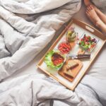 legs, breakfast, bed, breakfast in bed, tray, breakfast tray, bedroom, blanket, food, sheets, bed sheets, feet, woman, lifestyle, relaxation, toast, wooden tray, morning, breakfast, breakfast, breakfast, breakfast, breakfast, bed, lifestyle