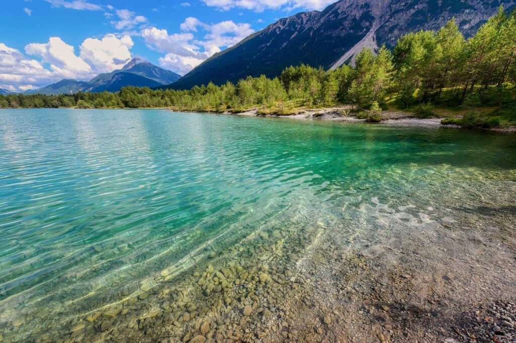 lake, turquoise, riverbank, mountain, austria, landscape, clear, nature, clean, water, basic