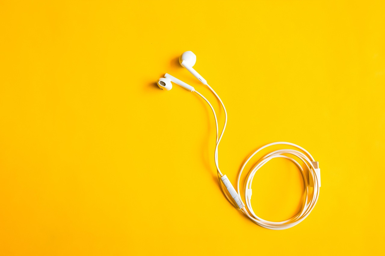 earbuds, earphones, audio, technology, yellow background, earbuds, earphones, earphones, yellow background, yellow background, yellow background, yellow background, yellow background