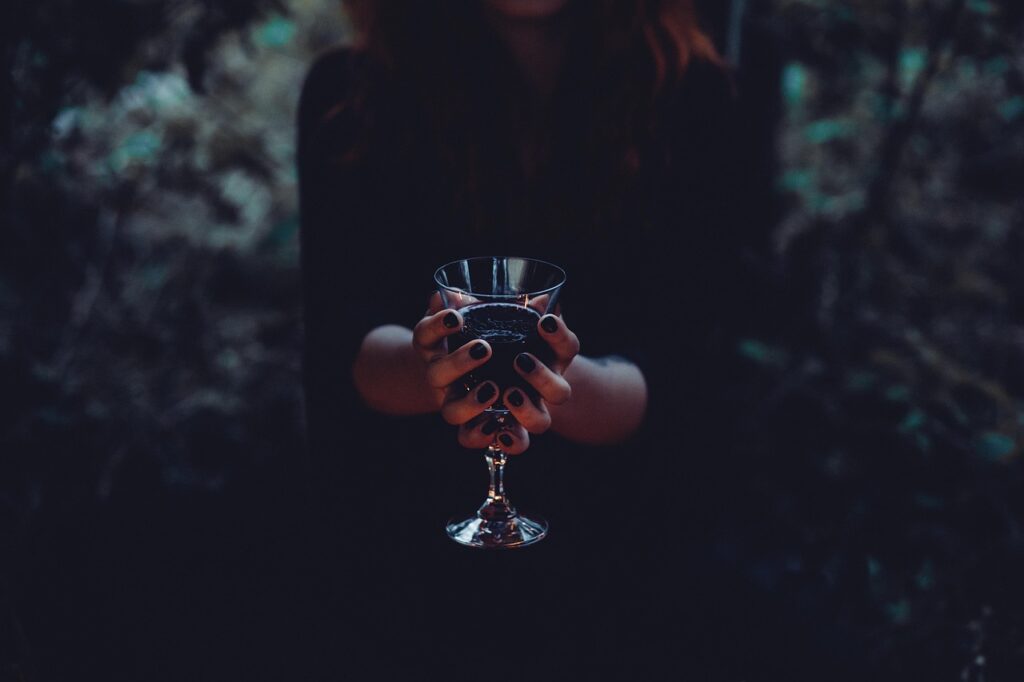 drink, glass, halloween, woman, beverage, ceremonial, creepy, evil, dark