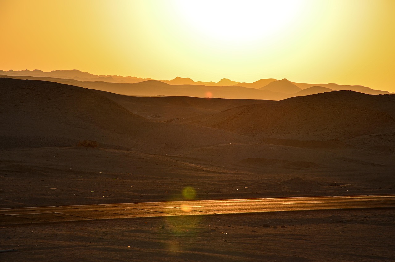 sunset, nature, desert, heat, spicy, summer, egypt, sun, sand, yellow, hot, reflection