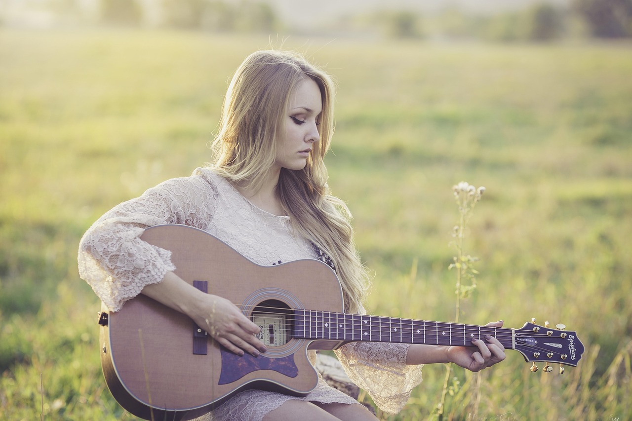 country, guitar, girl, music, instrument, musical, acoustic, acoustic guitar, country music, guitarist, musical instrument, musician, blonde girl, guitar, music, music, music, music, music